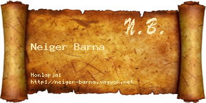 Neiger Barna névjegykártya